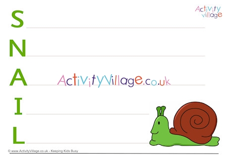 Snail Acrostic Poem Printable