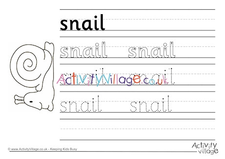 Snail Handwriting Worksheet
