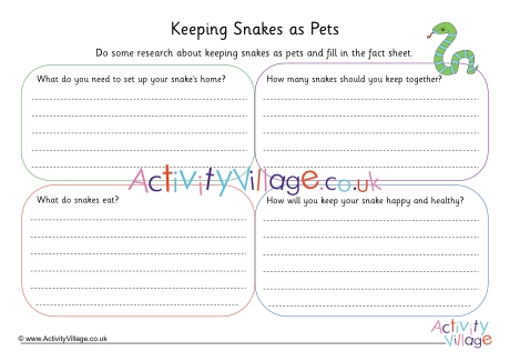 Keeping Snakes as Pets Worksheet 