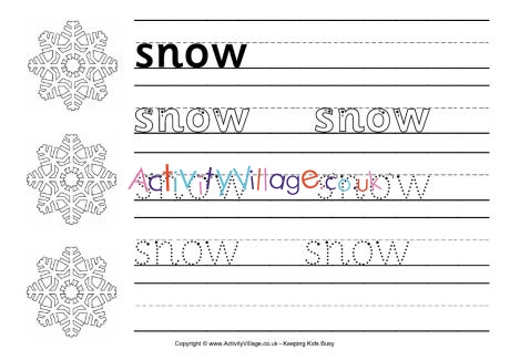 Snow handwriting worksheet