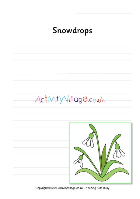 Snowdrops writing page