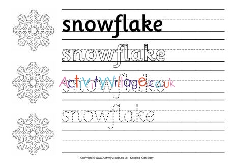 Snowflake handwriting worksheet