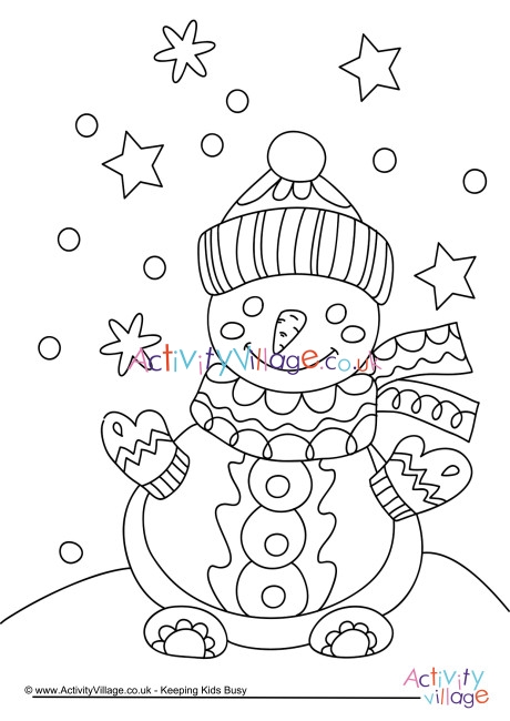Snowman colouring page 3