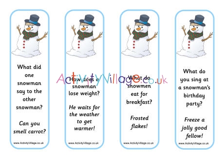 Snowman jokes bookmarks