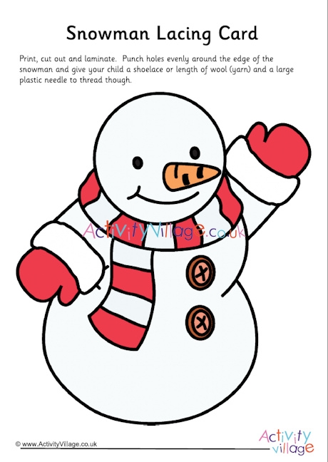 Snowman lacing card