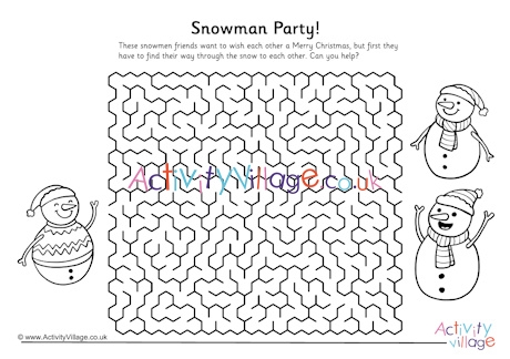 Snowman party maze