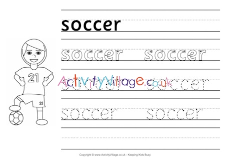 Soccer handwriting worksheet