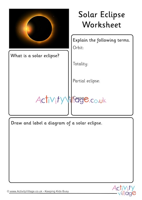 Solar Eclipse Worksheet 1