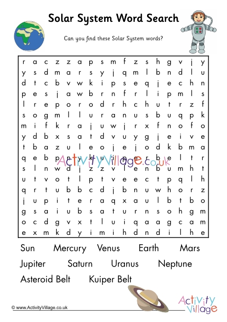 Solar System word search