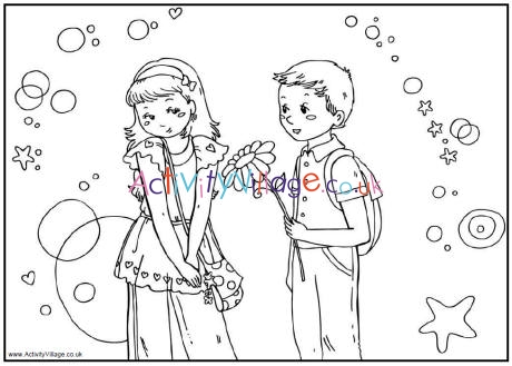 Someone special Valentine colouring page