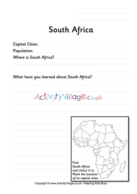 South Africa worksheet