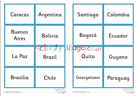 South America Dominoes Cards