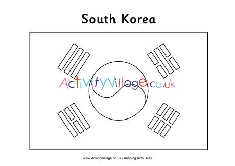 South Korean flag colouring page