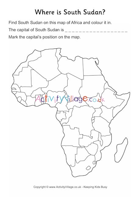 South Sudan location worksheet