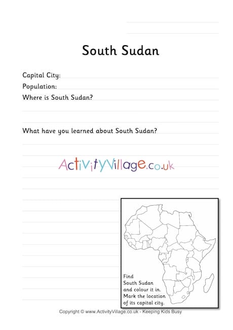 South Sudan worksheet