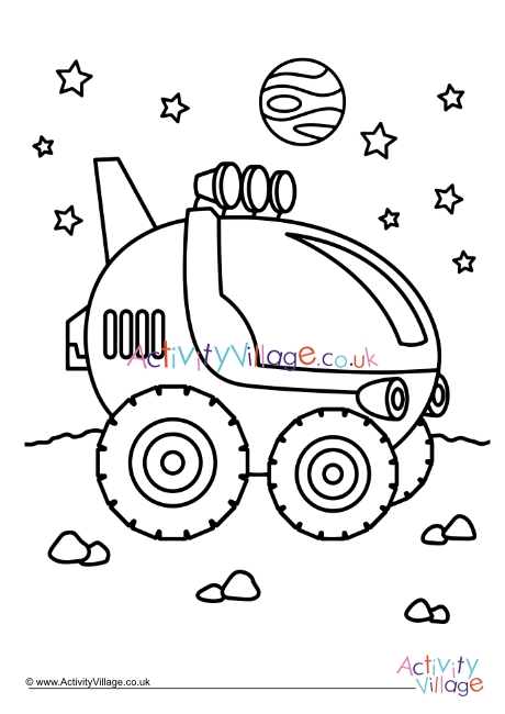 Space buggy colouring page