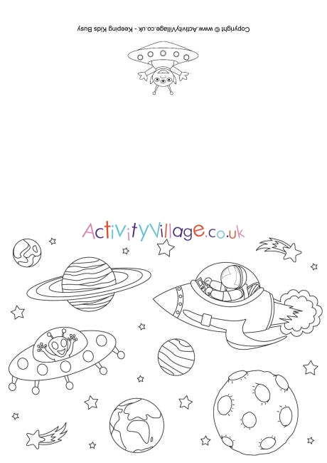 Space colouring card