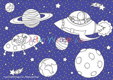 Space colouring page 2