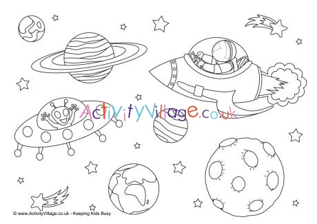 Space colouring page