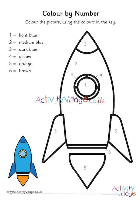 Space Rocket Colour By Number