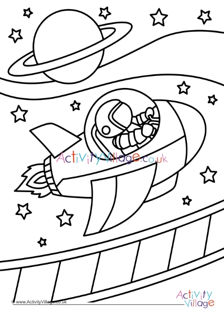 Space scene colouring page 2