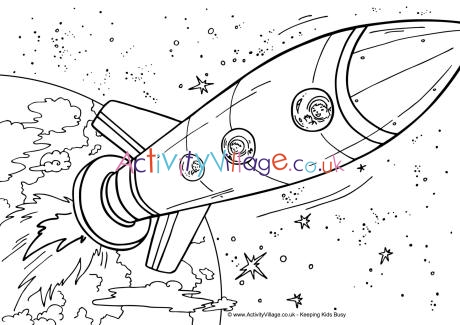 Space Ship colouring page