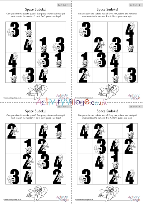 Space sudoku set 1 4x4