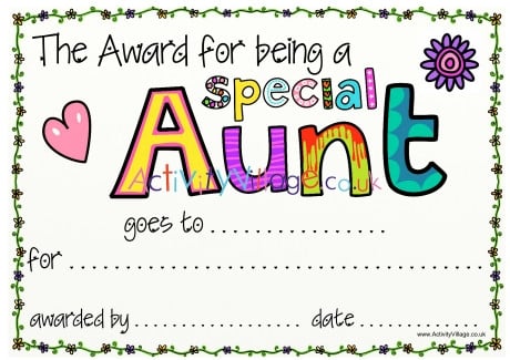 Special Aunt Award