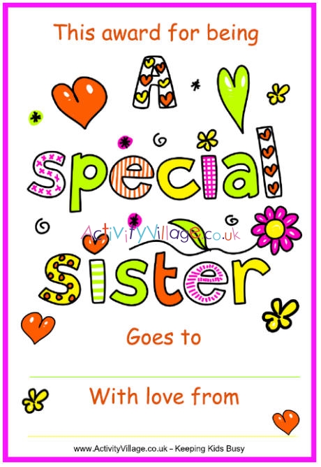 A special sister certificate