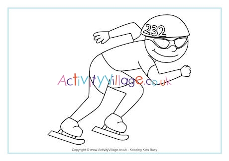 Speed Skating Colouring Page