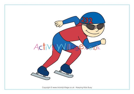 Speed Skating Colouring Page