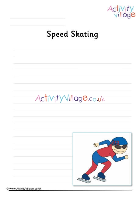 Speed Skating Writing Page