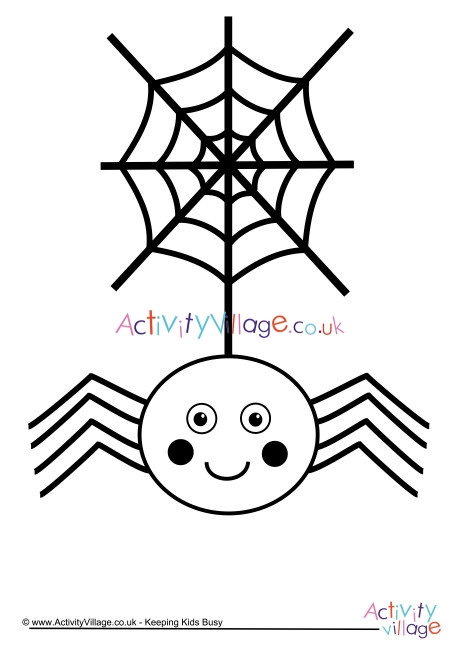 Spider and web colouring page