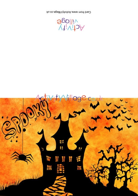 Spooky haunted house card