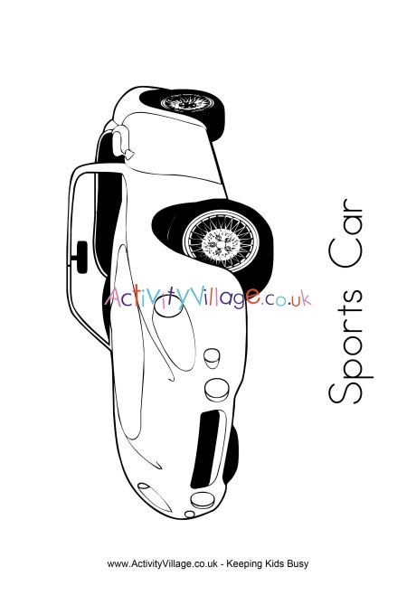 Sports car colouring page