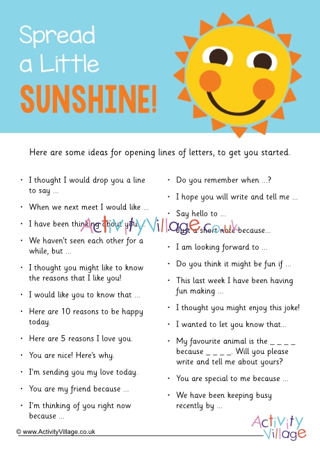 Spread A Little Sunshine letter starters
