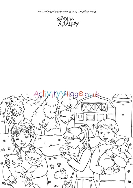 Spring Animals Colouring Card