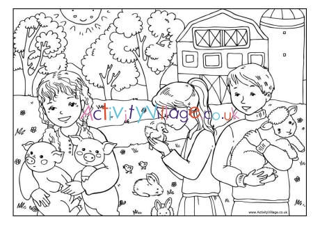 Spring animals colouring page