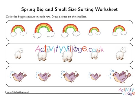 Spring Big And Small Size Sorting Worksheet