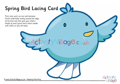Spring bird lacing card