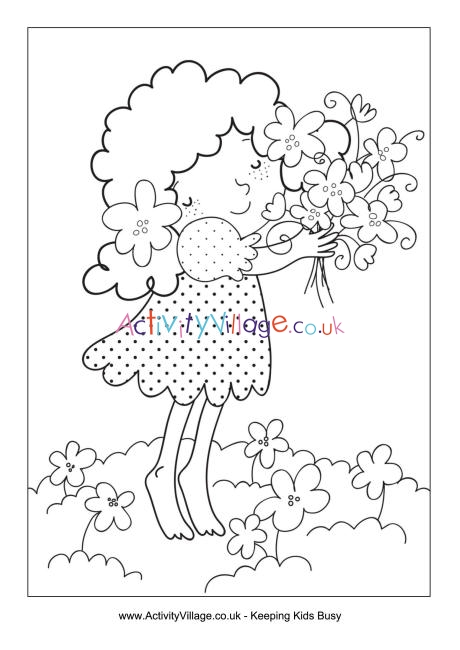 Spring bouquet colouring page