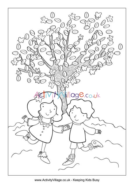 Spring children colouring page