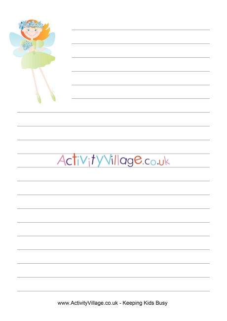 Spring fairy writing paper