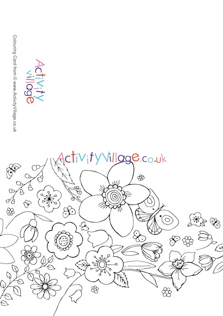 Spring Flowers Colouring Card