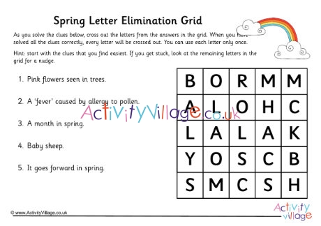 Spring Letter Elimination Grid