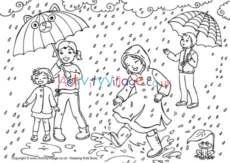 Rainy day colouring page