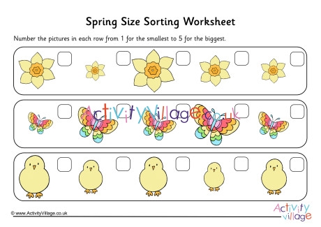 Spring Size Sorting Worksheet