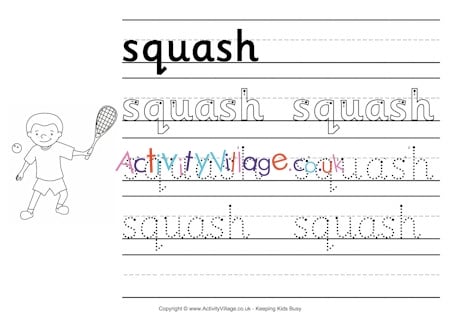 Squash handwriting worksheet