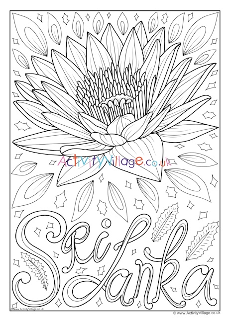 Sri Lanka national flower colouring page