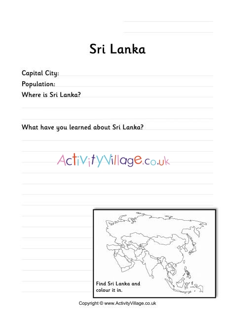 Sri Lanka Worksheet